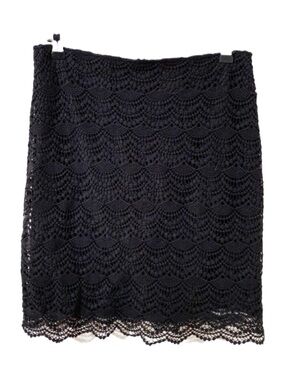 Elle Fully Line Crocheted Lace Overlay Cotton Pencil Skirt Back Invisible Zipper